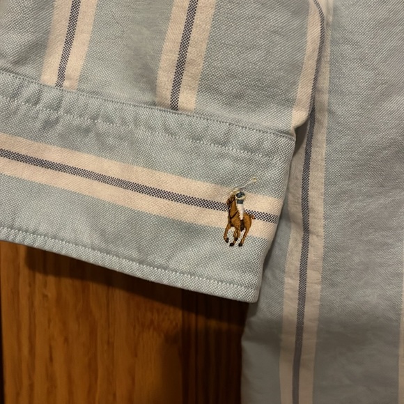 Ralph Lauren sport blue oxford medium 3/4 sleeve shirt - Picture 2 of 4